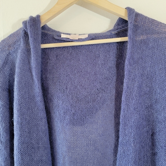 Victoria's Secret Blue Mohair Open Front Hooded Cardigan M/L Breathable Casual - Picture 3 of 10